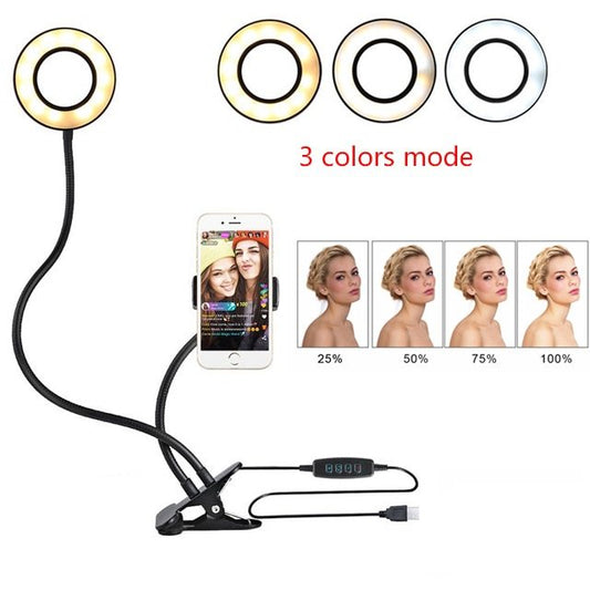 LED-Selfie-Ringlicht für Live-Übertragungen – Verstellbares Make-up-Licht – 8-cm-Ständer