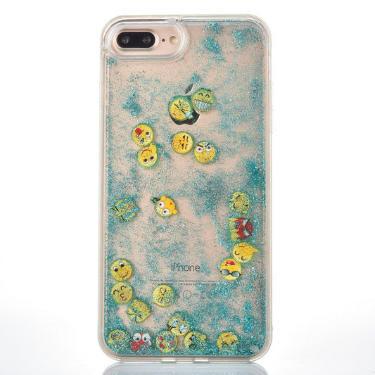 Blue Glitter Sand Emoji iPhone-Hülle