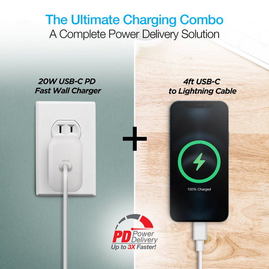 Naztech 20W PD Wandladegerät + USB-C auf Lightning 1,2m Kabel