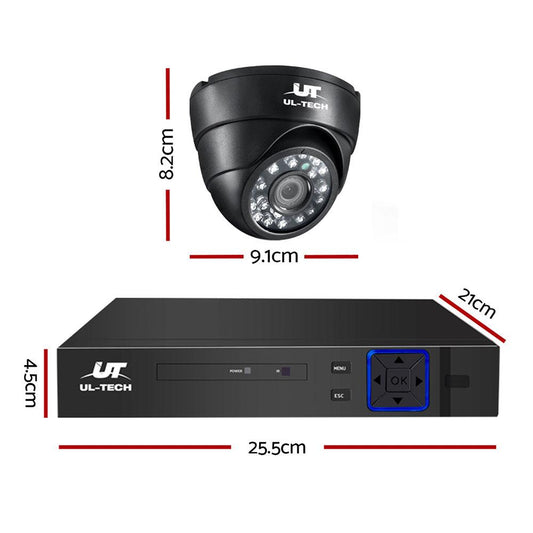 UL-TECH 1080P Überwachungskamerasystem 4-Kanal-DVR mit 4 CCTV-Dome-Kameras