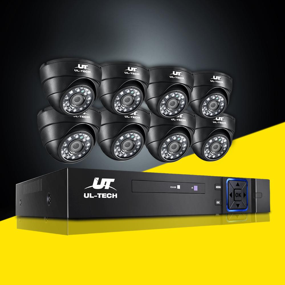 UL-TECH 1080P Überwachungskamerasystem 8CH DVR mit 8 CCTV Dome-Kameras