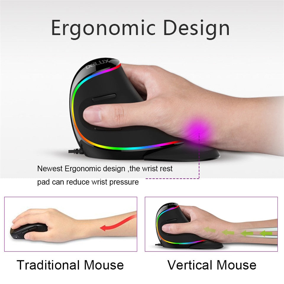 RGB kabelgebundene vertikale Maus