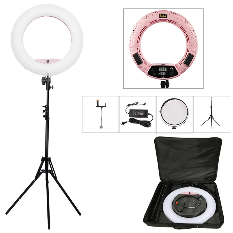 Yidoblo FD-480II 18" Fotostudio Dimmbare LED-Ringlampe 480 LEDs Videoleuchte Fotografische Beleuchtung + Ständer (2M) + Kugelkopf