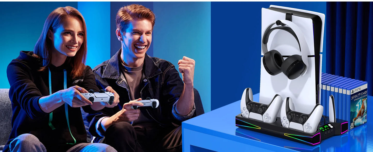 BEBONCOOL S7001 Vertical Stand For NEW PlayStation 5 Slim/PlayStation 5 Cooling Station Notebook-Grade Cooler PS5 Charger