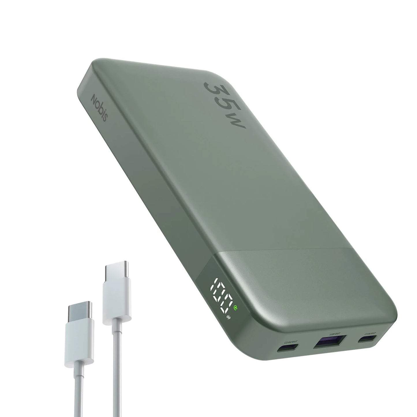 NOBIS N3510 Slim Powerbank 10000mAh Mini Hosentaschenformat Kleiner Tragbarer Externer Akku 35W Schnellladung für iPhone