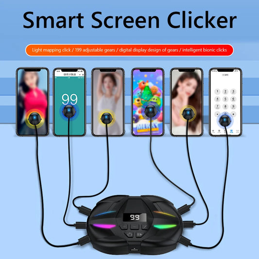 Mobile Phone Screen Auto Clicker with Digital Display & RGB Light Phone Auto Clicker for Games Live Broadcasts Deal Reward Tasks
