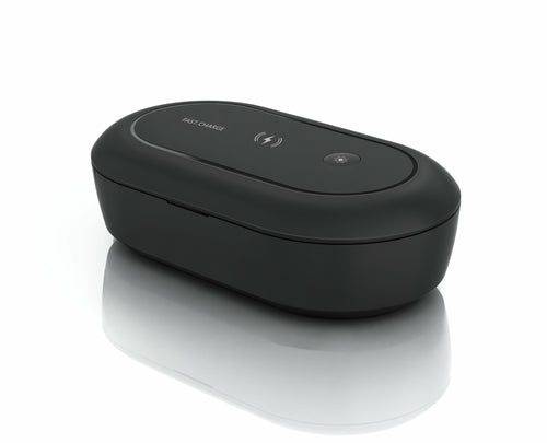 SaniCharge II es un dispositivo 3 en 1 que desinfecta y carga tu teléfono móvil.