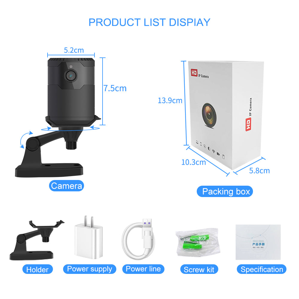HD 2MP 1080P Drahtlose Mini Wifi Kamera Nachtsicht Ip Kamera