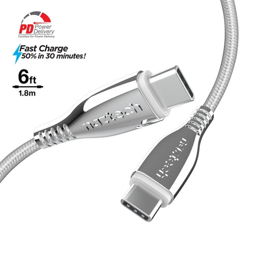 Naztech Titanium USB-C auf USB-C geflochtenes Kabel 1,8 m