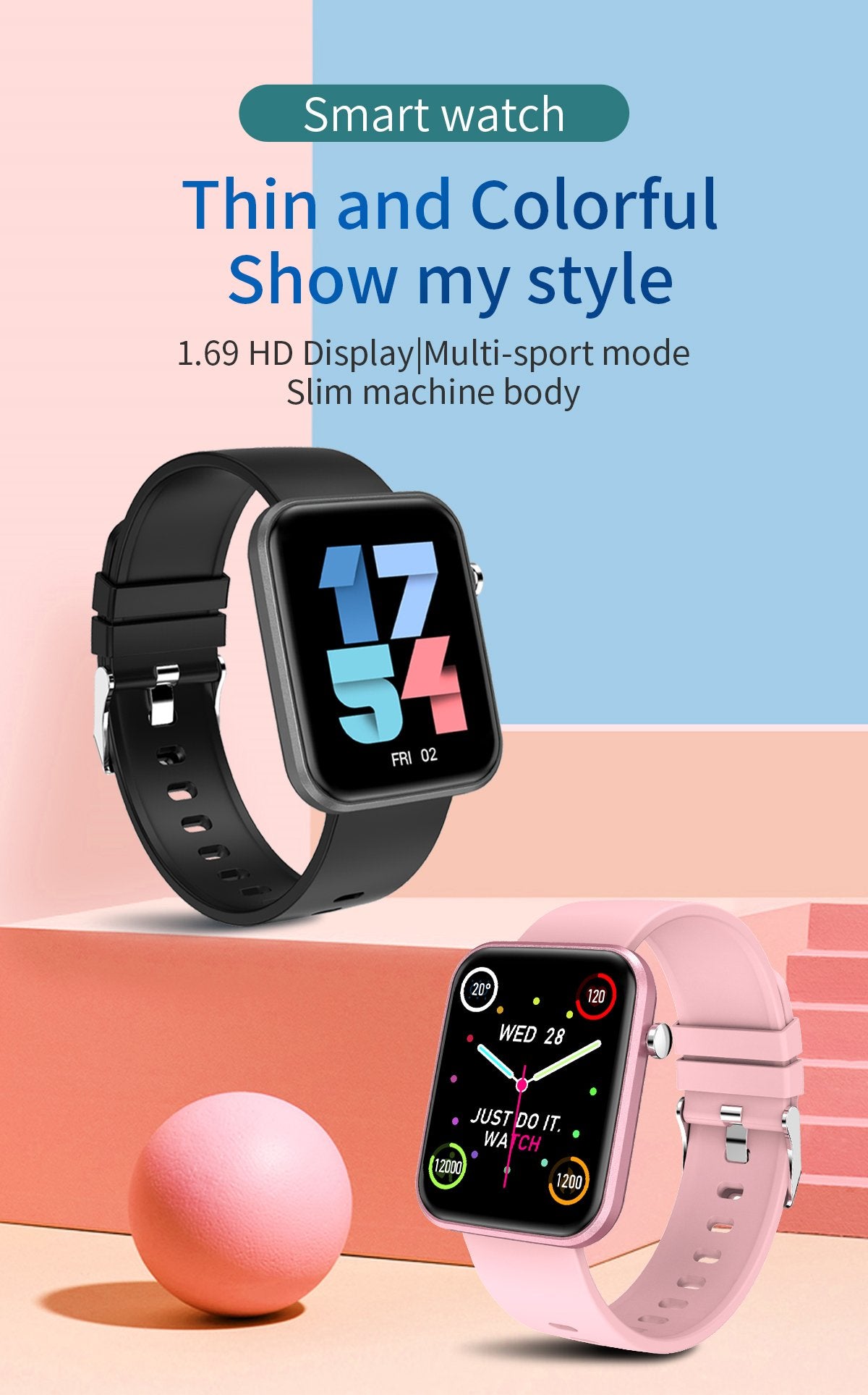 Fortschrittliche Smartwatch mit drei Armbändern und Wellness- + Aktivitäts-Tracker