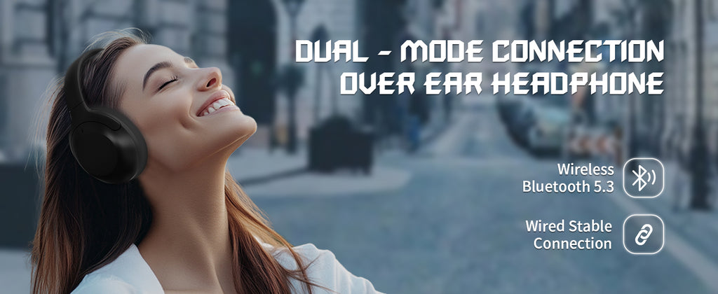 ATTACK SHARK G300 Wireless Active Noise Cancelling Headset, Bluetooth 5.3 Deep Bass HD Stereo Sound Over Ear, 20H Playtime, Built-in Mic Lightweight Design 3.5mm Gaming Headset
