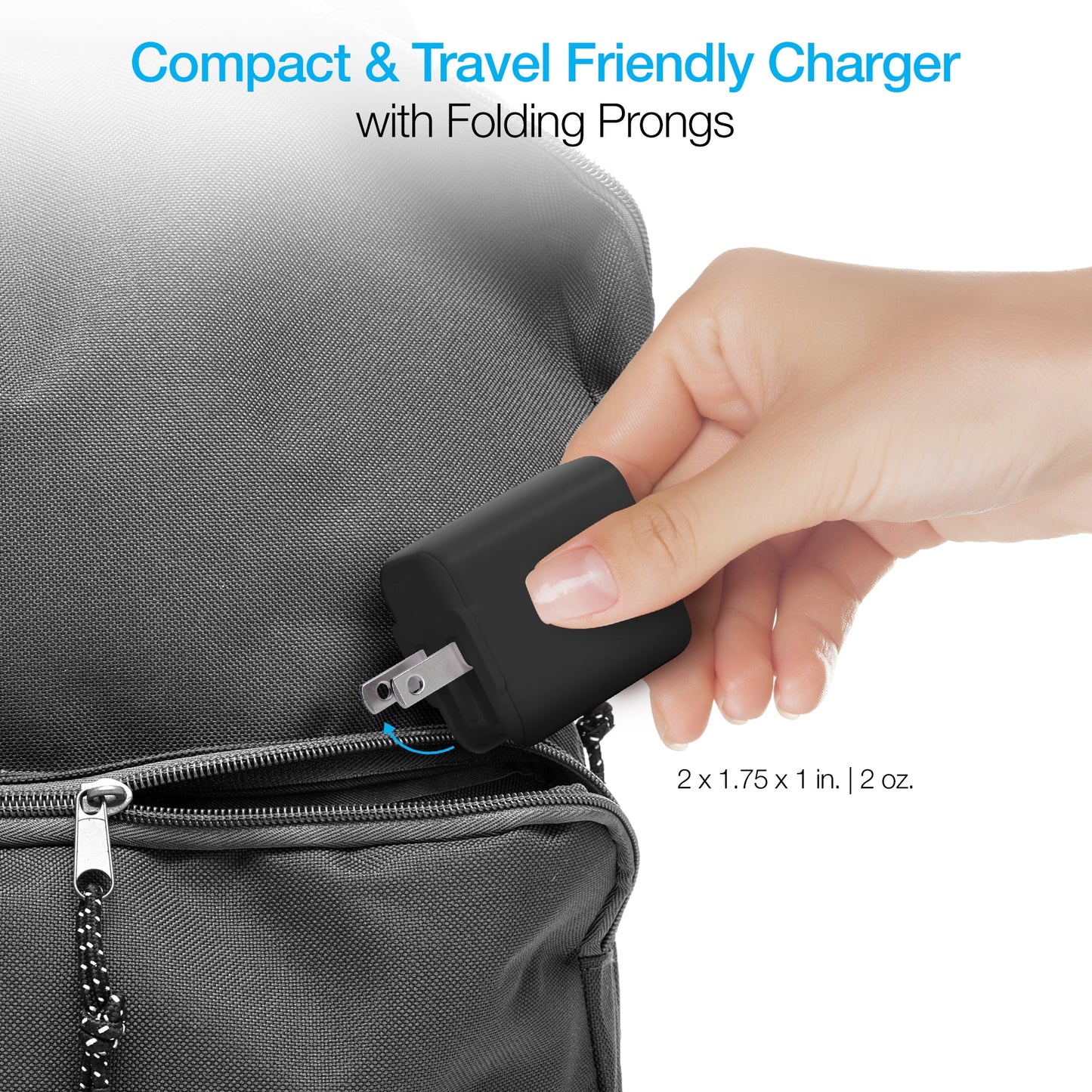 Cargador de pared Naztech PD de 20W + cable USB-C a USB-C de 1.2m