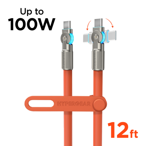 HyperGear Chunky180° 100W USB-C to USB-C Rugged Fast Charge Cable 12ft