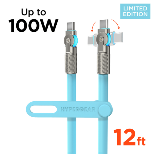 HyperGear Chunky180° 100W USB-C to USB-C Rugged Fast Charge Cable 12ft