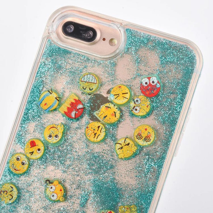 Blue Glitter Sand Emoji iPhone Case