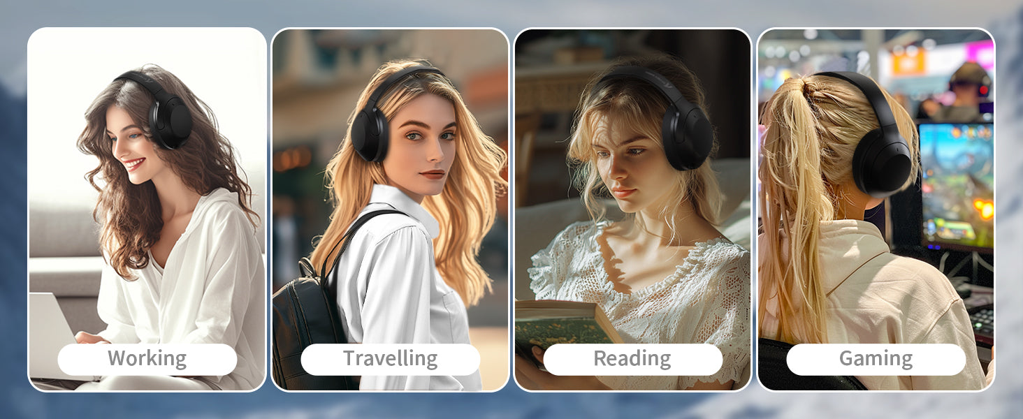ATTACK SHARK G300 Wireless Active Noise Cancelling Headset, Bluetooth 5.3 Deep Bass HD Stereo Sound Over Ear, 20H Playtime, Built-in Mic Lightweight Design 3.5mm Gaming Headset