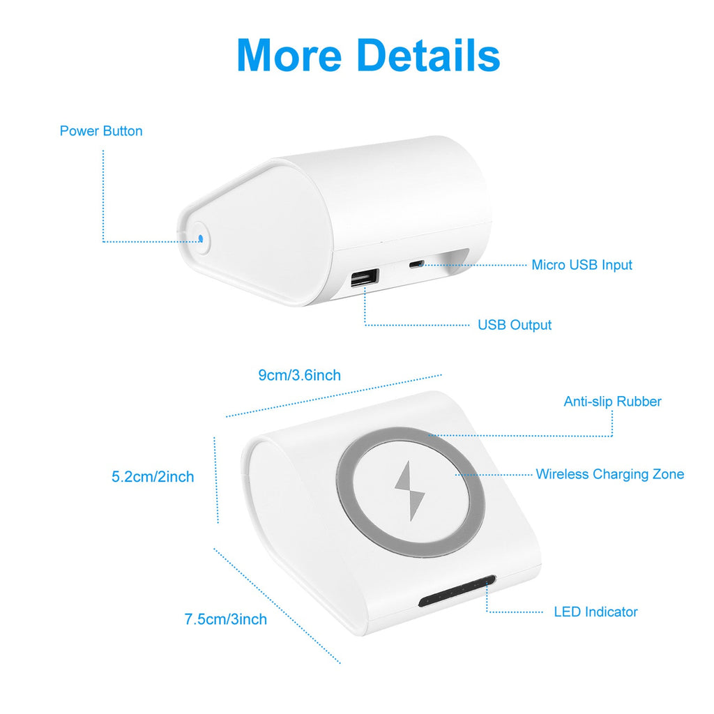 1Pc 10400mAh Qi Wireless Charging Power Bank  For IOS Phone XS MAX XR