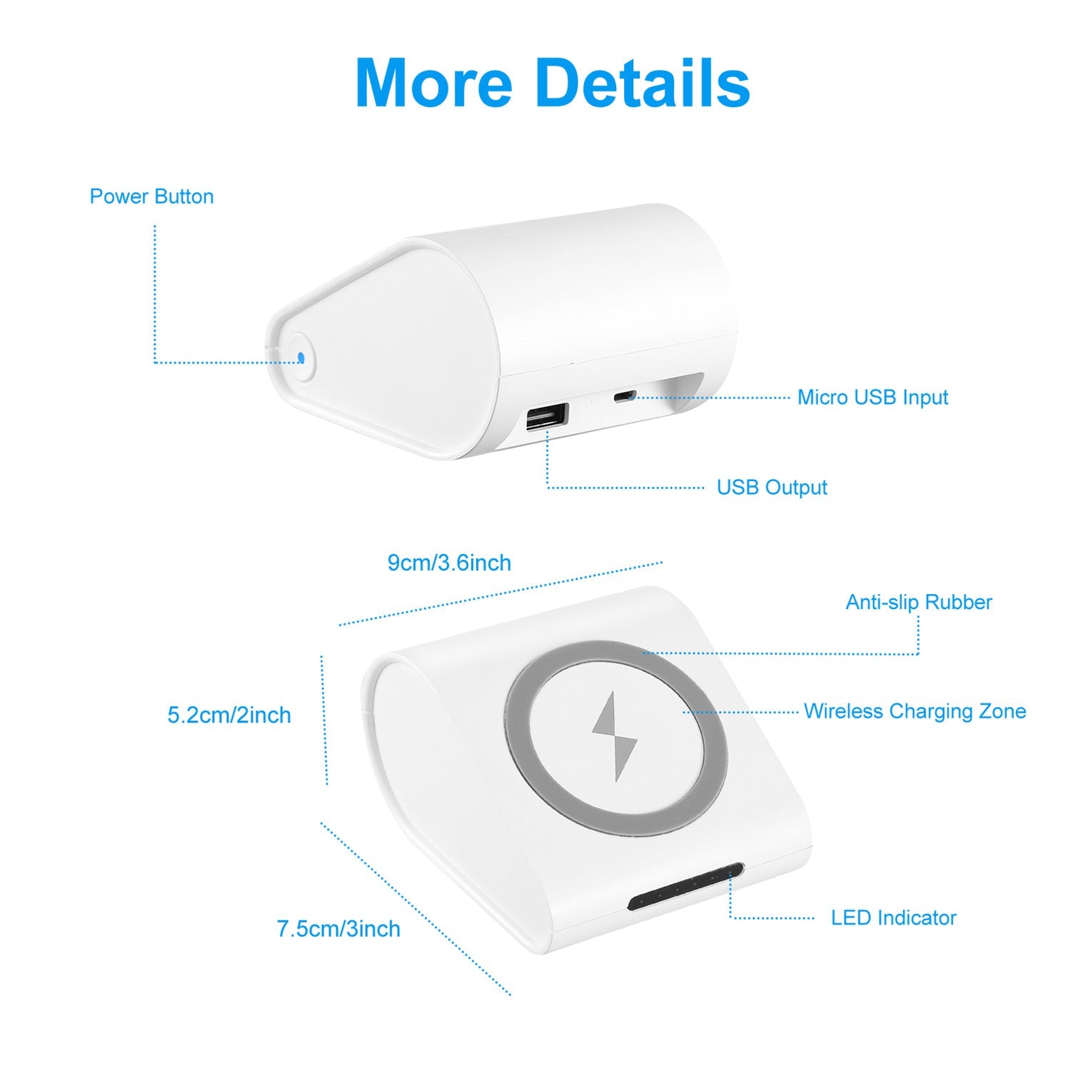 1Pc 10400mAh Qi Wireless Charging Power Bank  For IOS Phone XS MAX XR