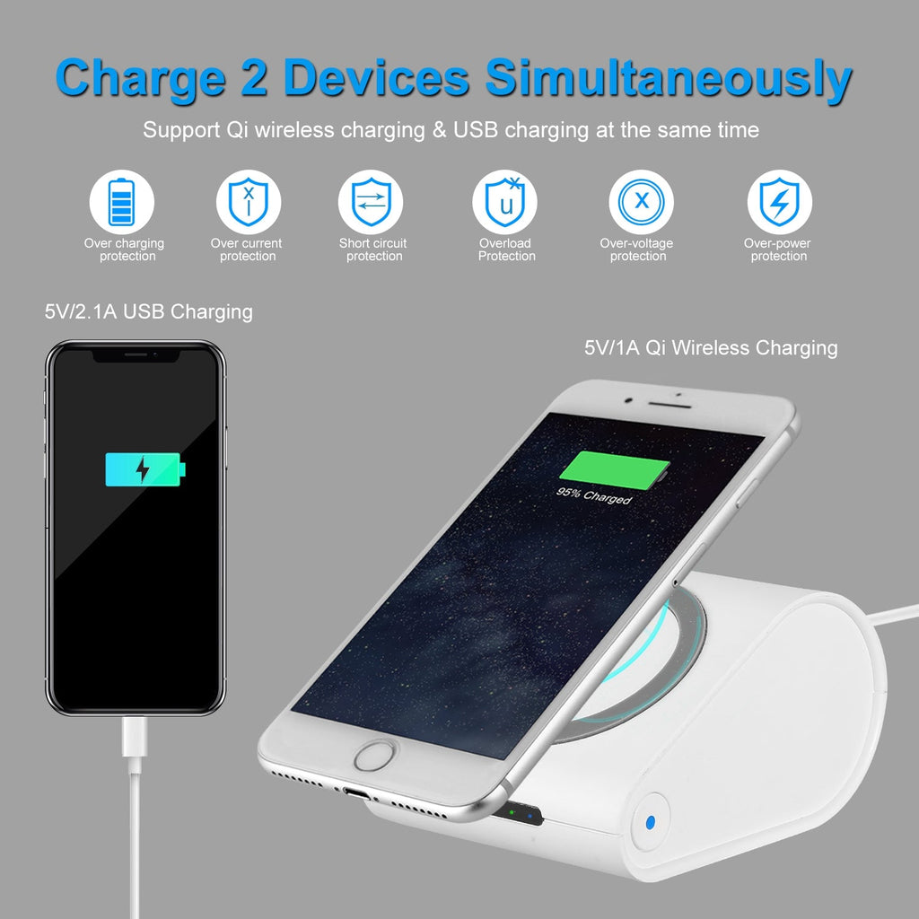 1Pc 10400mAh Qi Wireless Charging Power Bank  For IOS Phone XS MAX XR