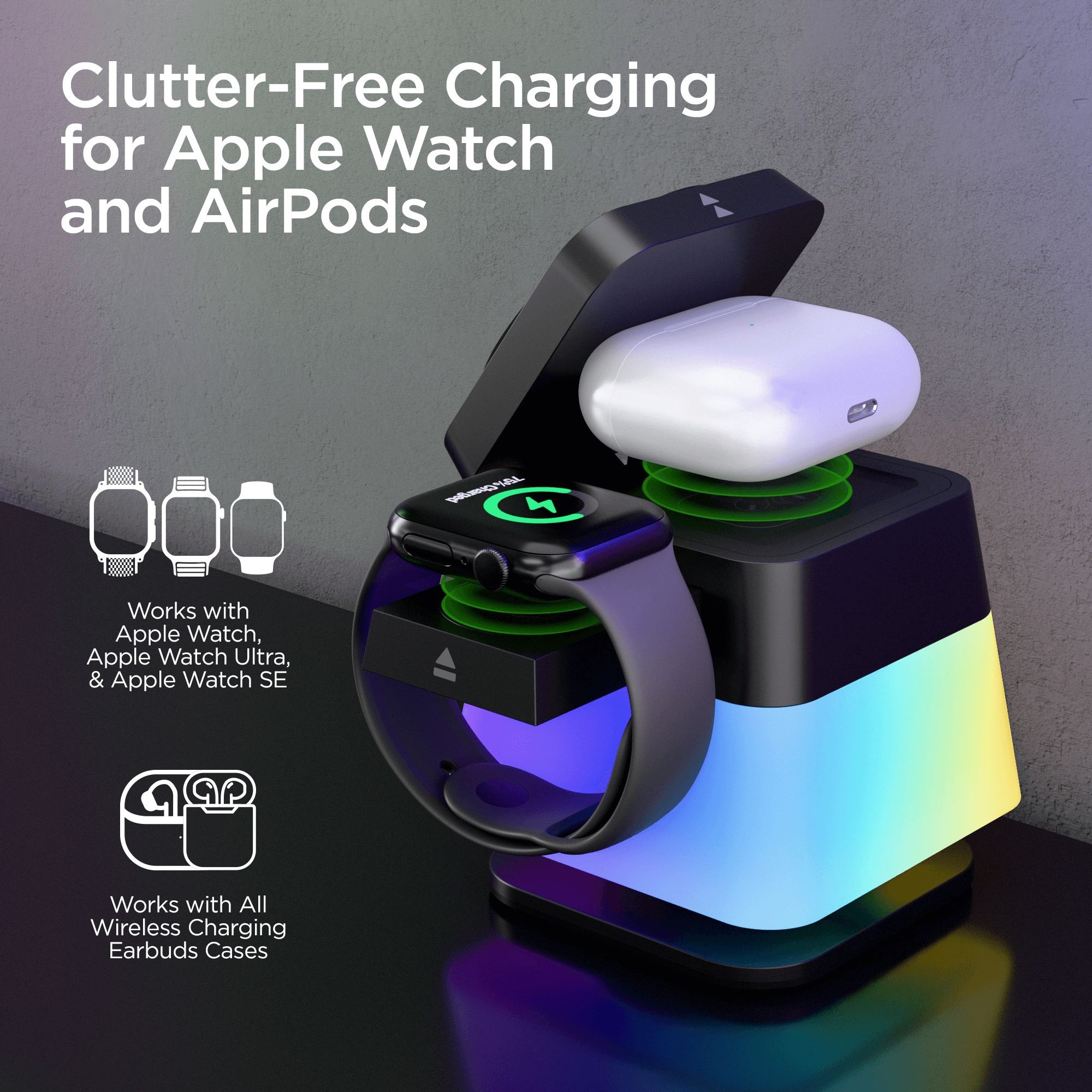 HyperGear PowerFold Cube RGB 3-in-1 Wireless Charging Stand