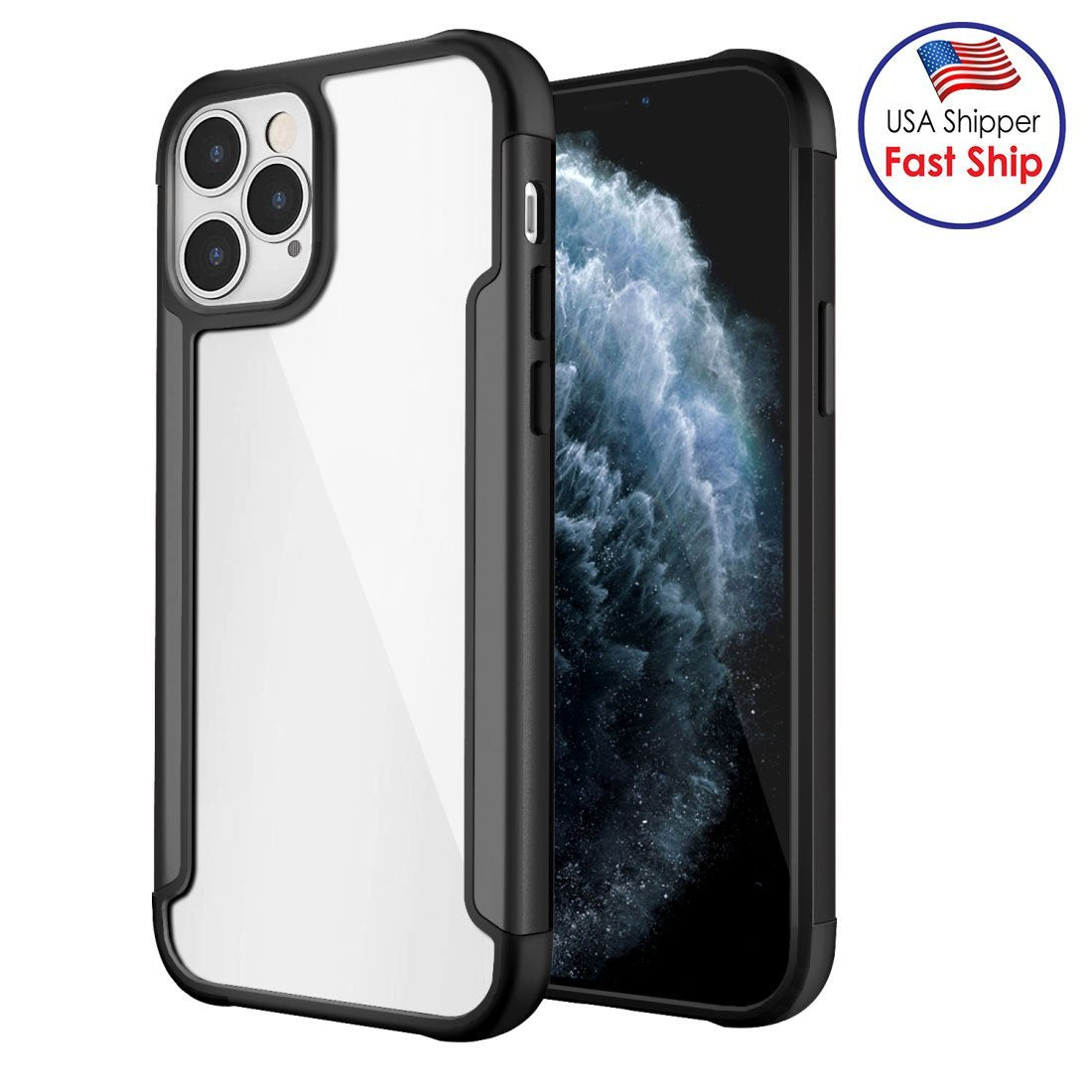Funda Ultra Hybrid SlimGrip de AMZER para iPhone 12 con parte trasera transparente, metal