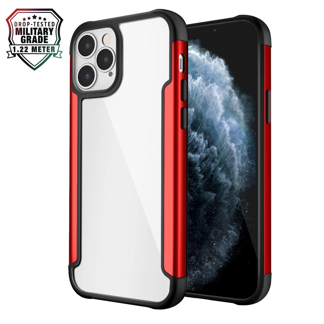 Funda Ultra Hybrid SlimGrip de AMZER para iPhone 12 con parte trasera transparente, metal