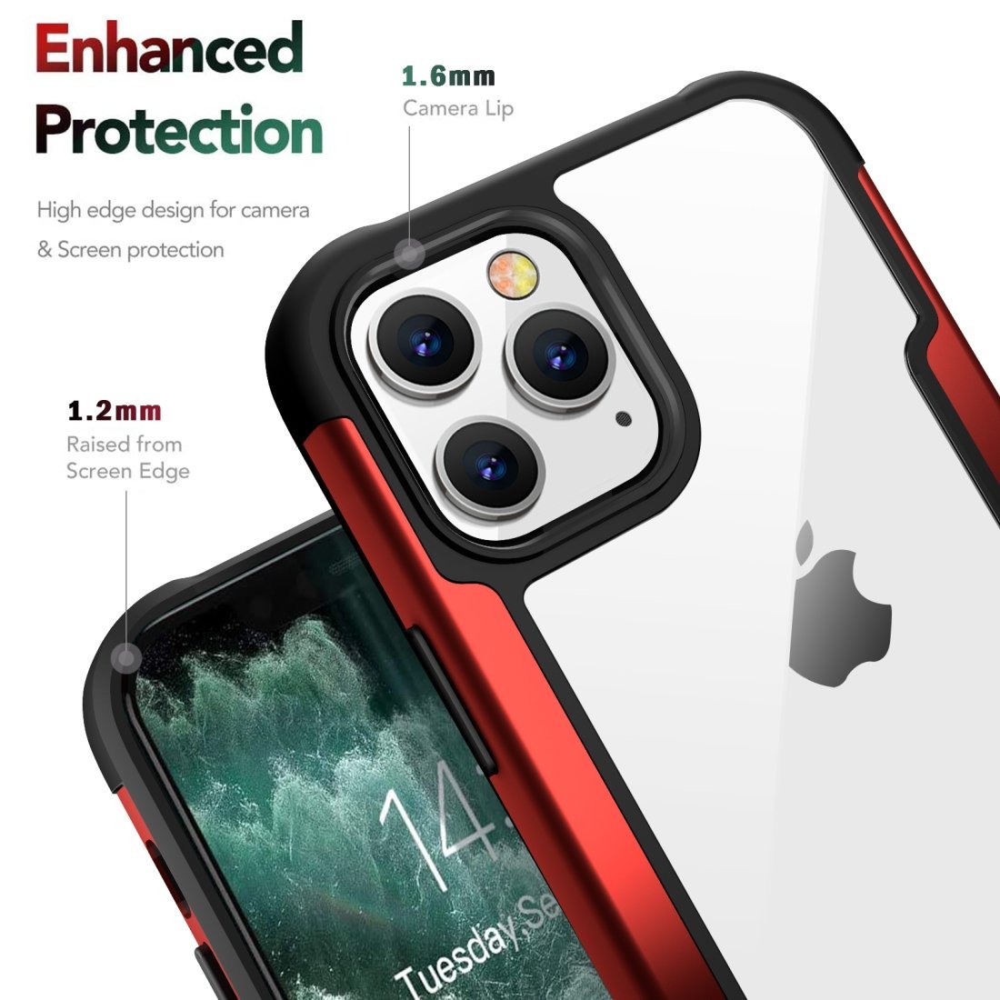 Funda Ultra Hybrid SlimGrip de AMZER para iPhone 12 con parte trasera transparente, metal