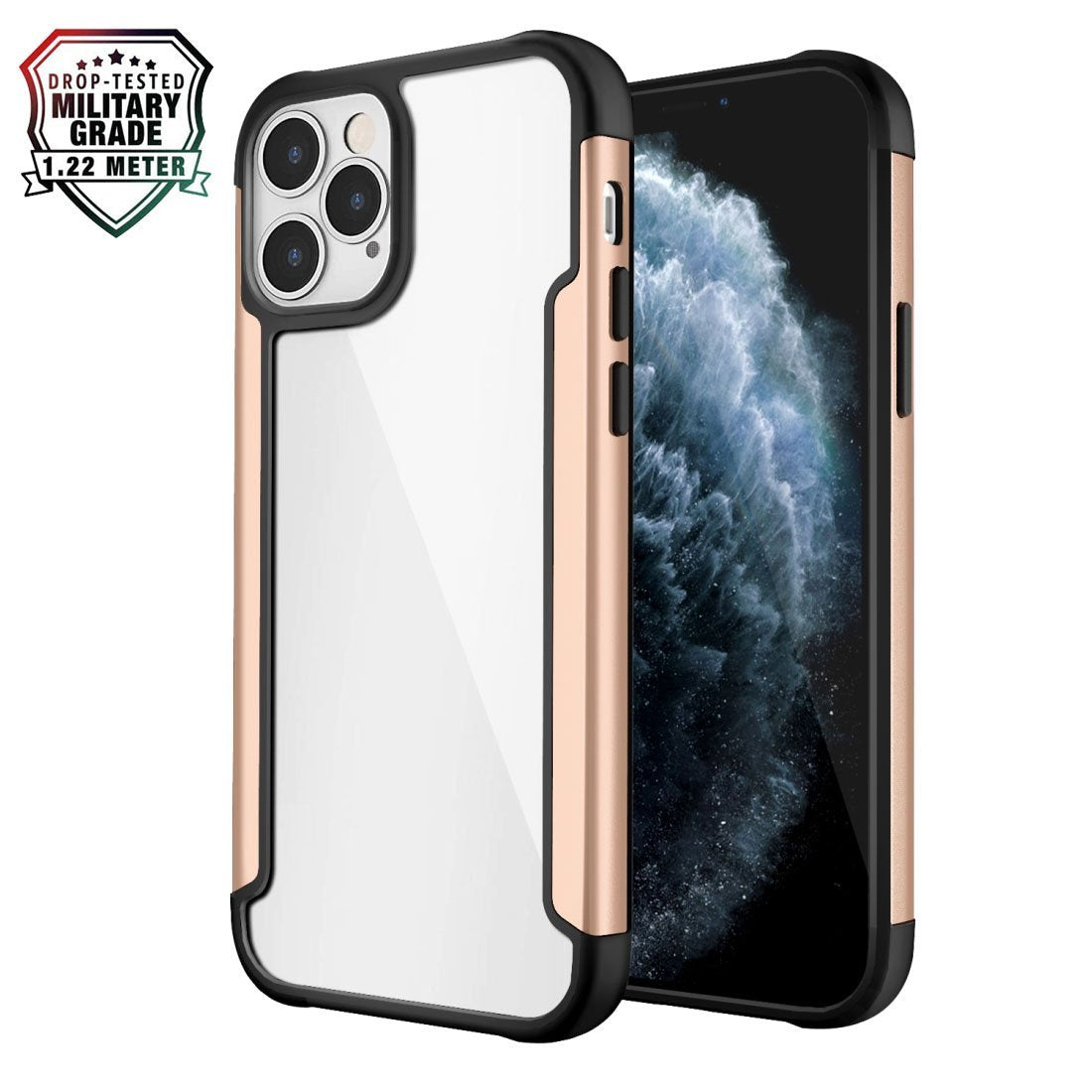 Funda Ultra Hybrid SlimGrip de AMZER para iPhone 12 con parte trasera transparente, metal