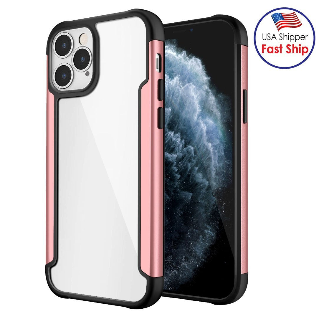 Funda Ultra Hybrid SlimGrip de AMZER para iPhone 12 con parte trasera transparente, metal