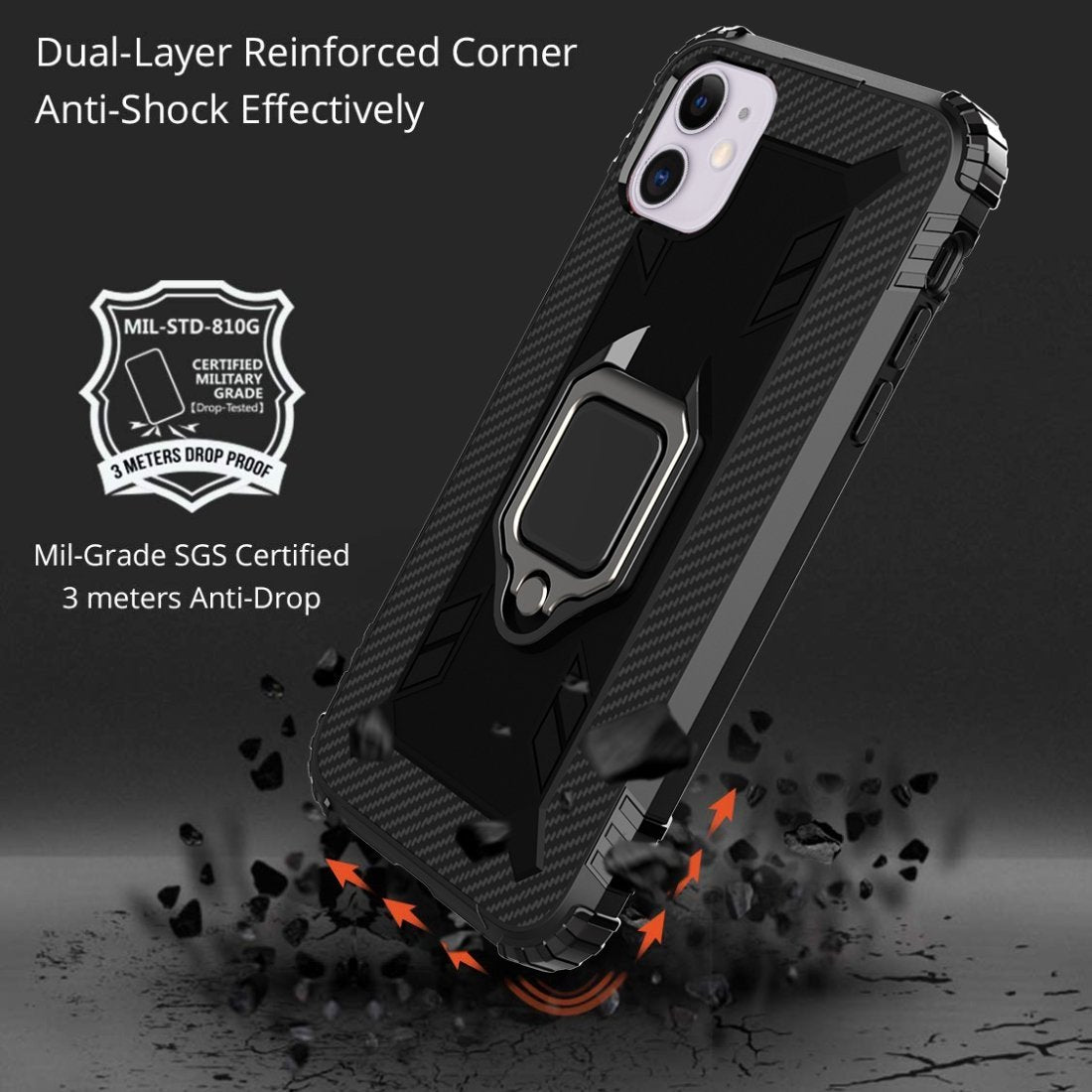 Funda AMZER Sainik con soporte magnético de anillo de 360° para iPhone 12 Pro Max