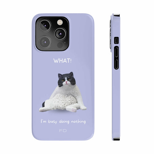 Lustige Katze Thema Lila Slim Case für iPhone 14 Serie