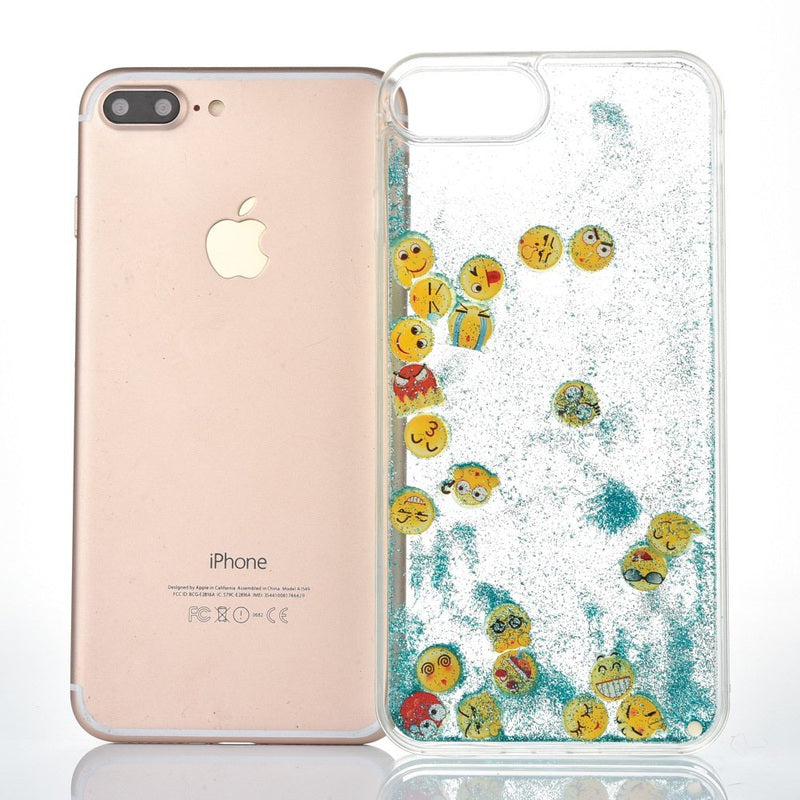 Blue Glitter Sand Emoji iPhone Case