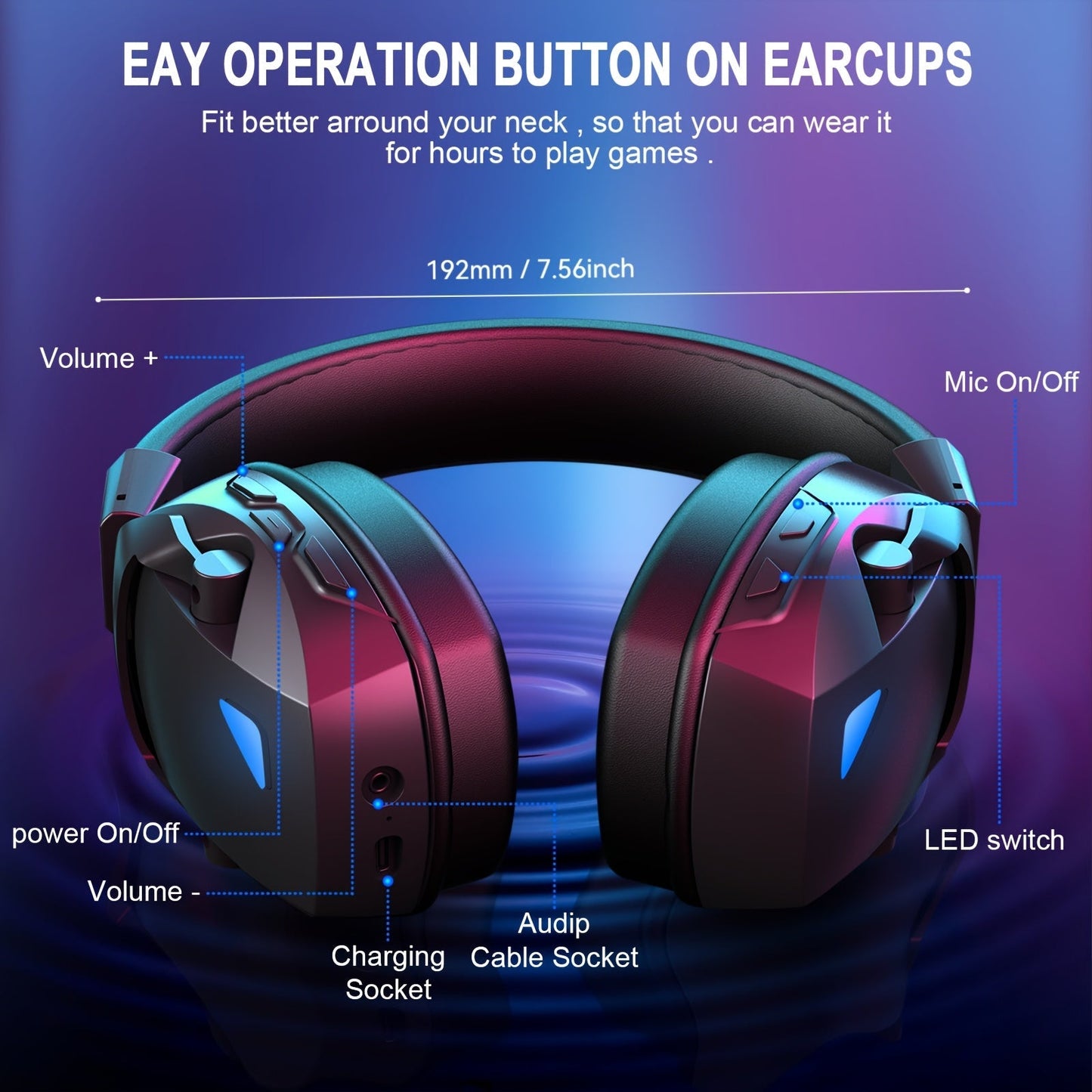 Over-Ear Gaming Headset Wireless and Wired-1