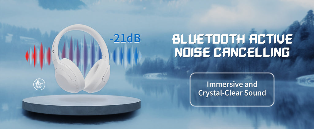 ATTACK SHARK G300 Wireless Active Noise Cancelling Headset, Bluetooth 5.3 Deep Bass HD Stereo Sound Over Ear, 20H Playtime, Built-in Mic Lightweight Design 3.5mm Gaming Headset