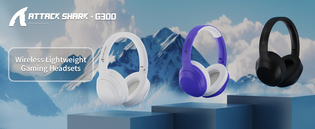 ATTACK SHARK G300 Wireless Active Noise Cancelling Headset, Bluetooth 5.3 Deep Bass HD Stereo Sound Over Ear, 20H Playtime, Built-in Mic Lightweight Design 3.5mm Gaming Headset