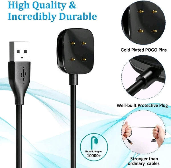 Wireless Charger For Sense Versa 3 4 Watch USB Fast Charging Dock