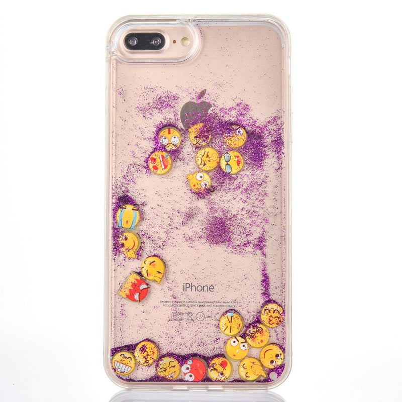 Purple Glitter Sand Emoji iPhone Case