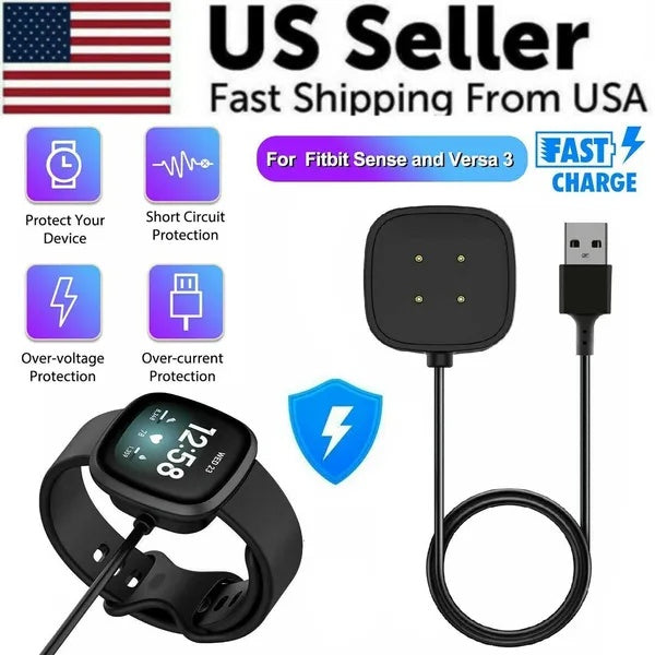 Wireless Charger For Sense Versa 3 4 Watch USB Fast Charging Dock