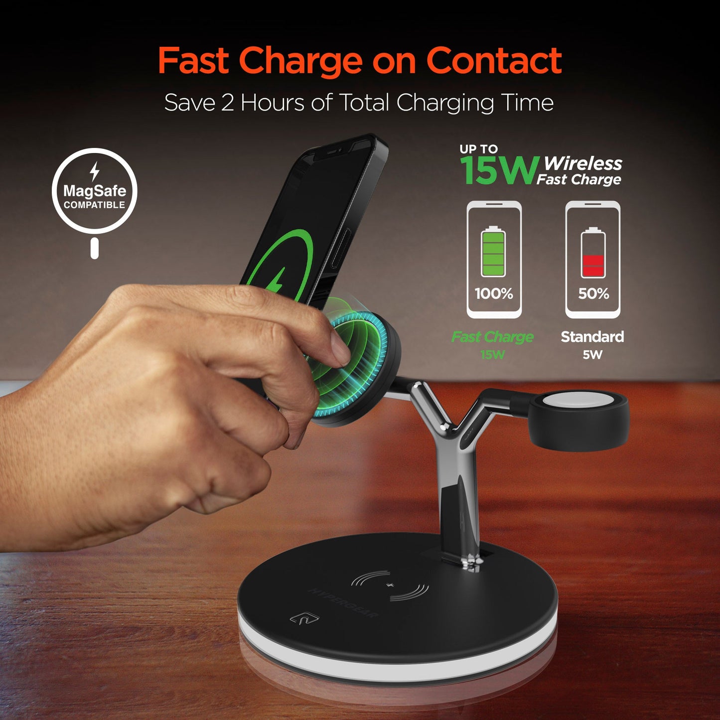 HyperGear MaxCharge 3-in-1 MagSafe Kabelloses Ladegerät für Telefone