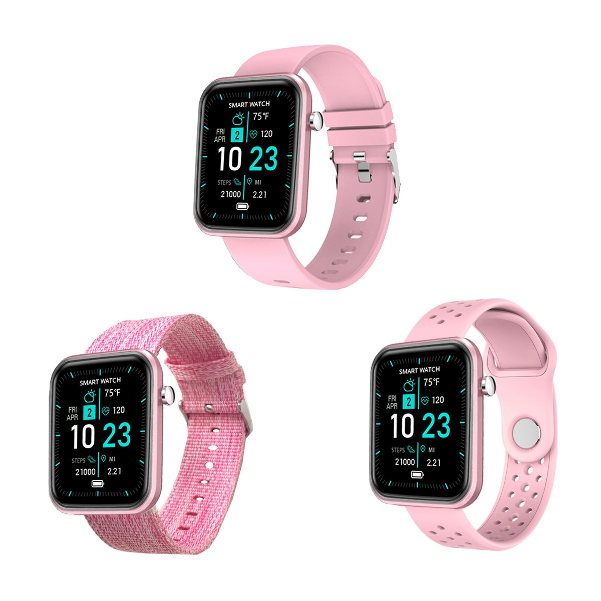 Fortschrittliche Smartwatch mit drei Armbändern und Wellness- + Aktivitäts-Tracker