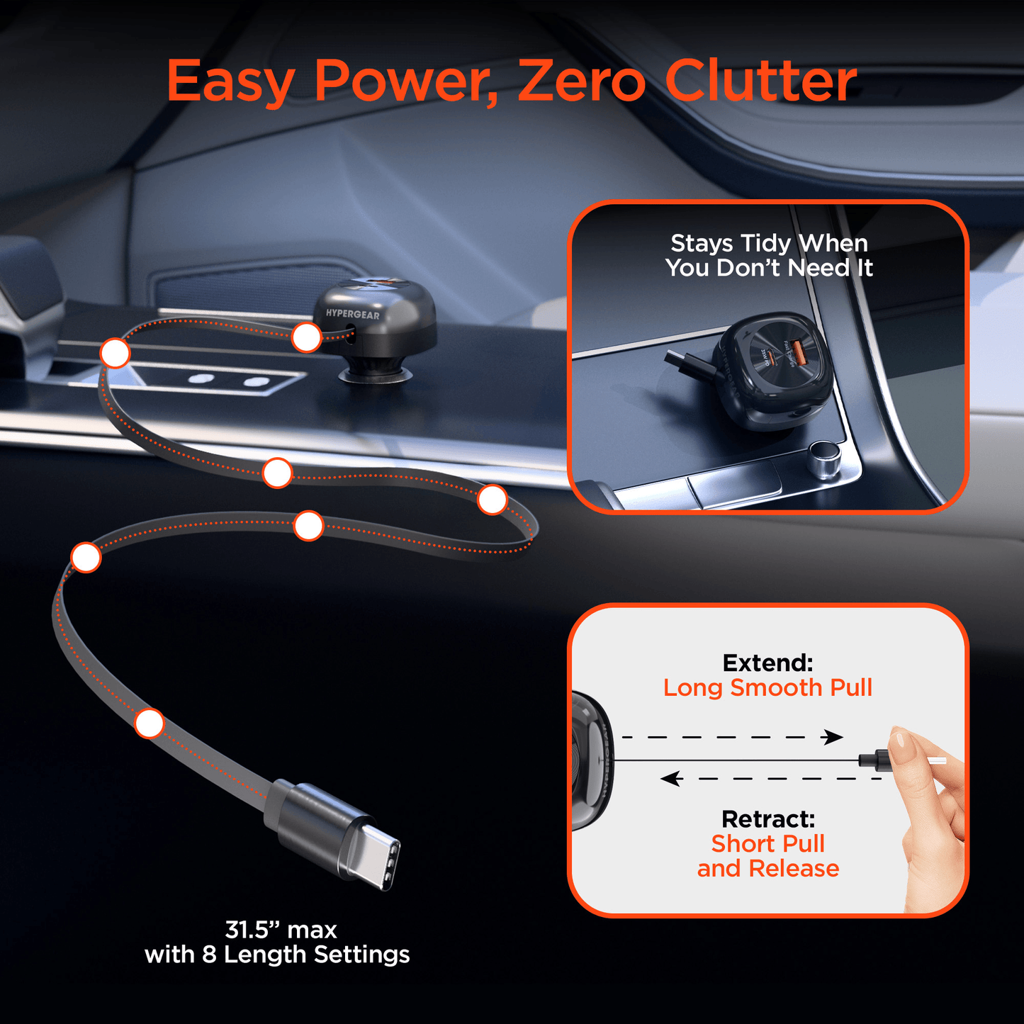 HyperGear SpeedBoost 60W einziehbares Autoladegerät