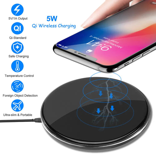 Kabelloses Ladegerät Qi-zertifiziert Ultraflache 5W-Ladestation für iPhone XS