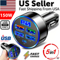 5 USB Port Super Fast Car Charger Adapter For iPhone Samsung Android
