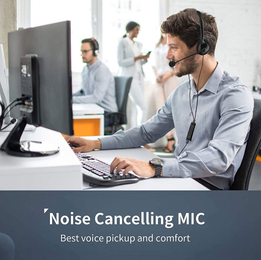 USB-Headset Kopfhörer mit Mikrofon Rauschunterdrückung für PC Computer