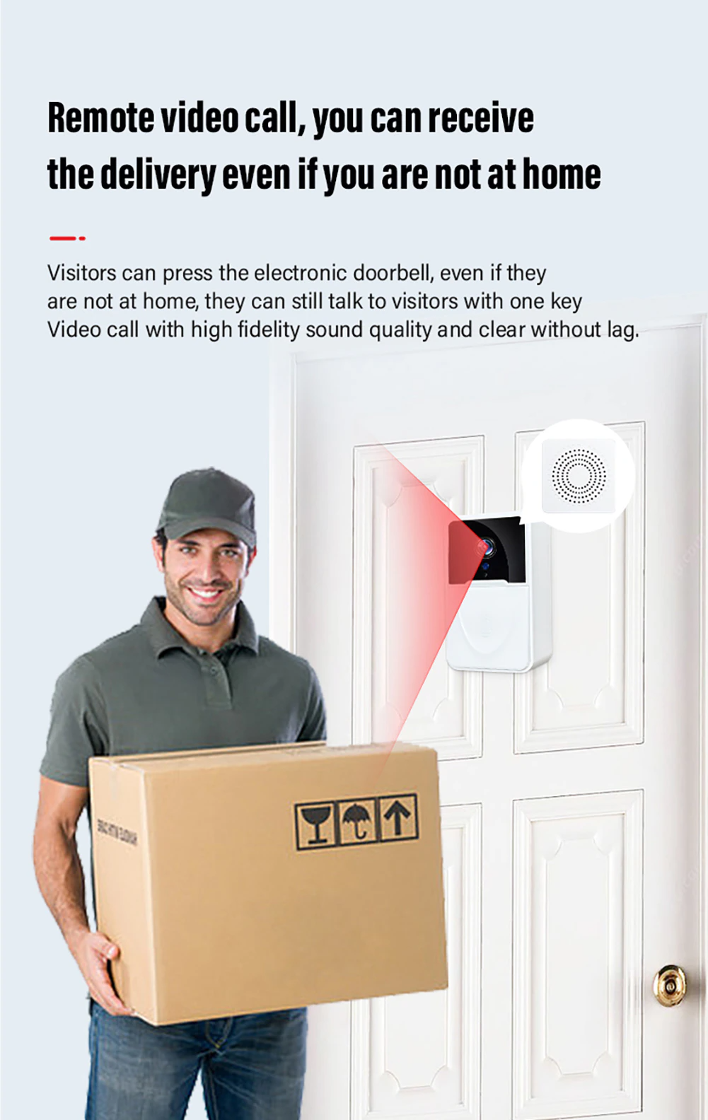 Drahtlose WLAN-Smart-Türklingel mit Intercom-Funktion und Videokamera