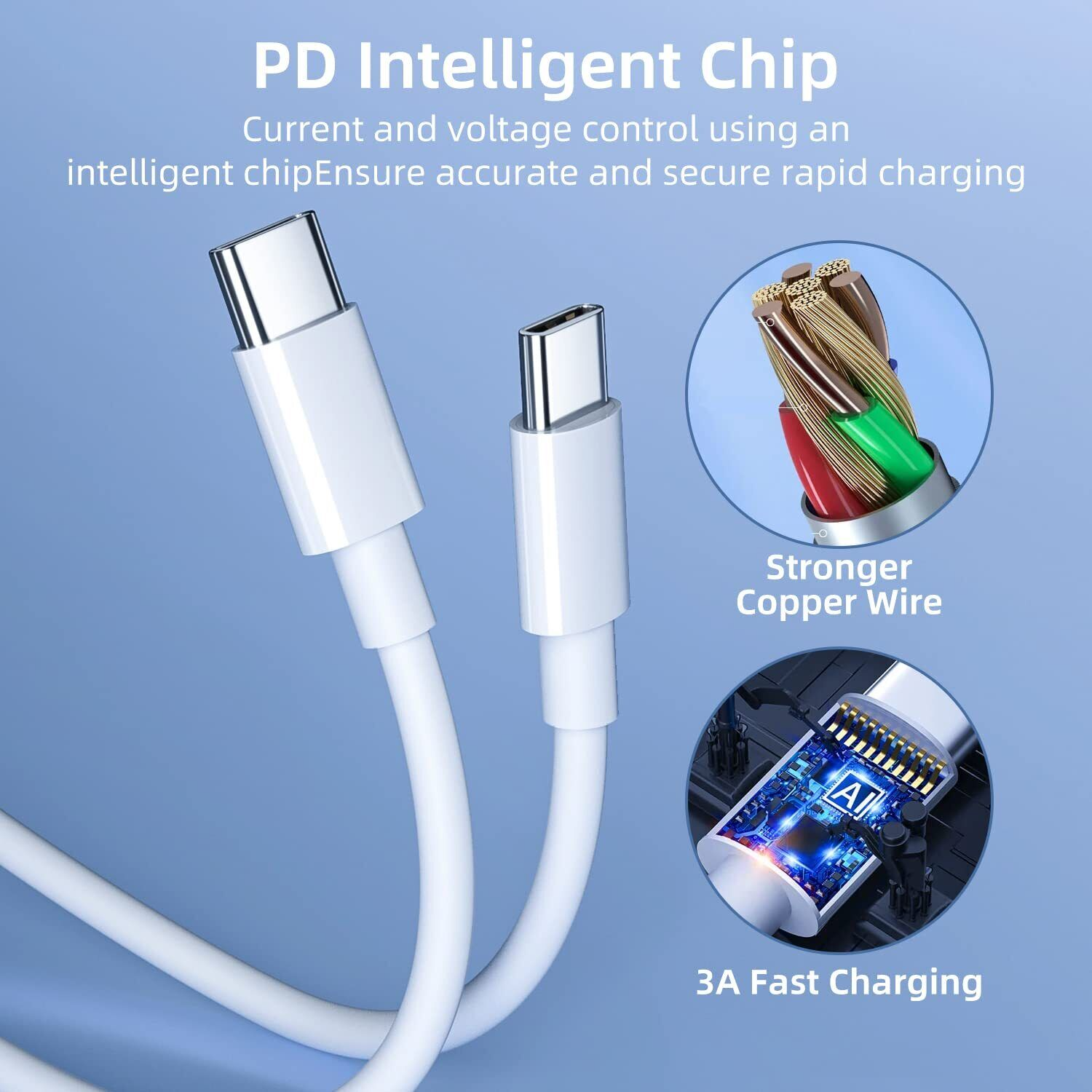 3 Pack 6FT USB-C to USB-C Cable Fast Charge Type C Charging Cord Rapid