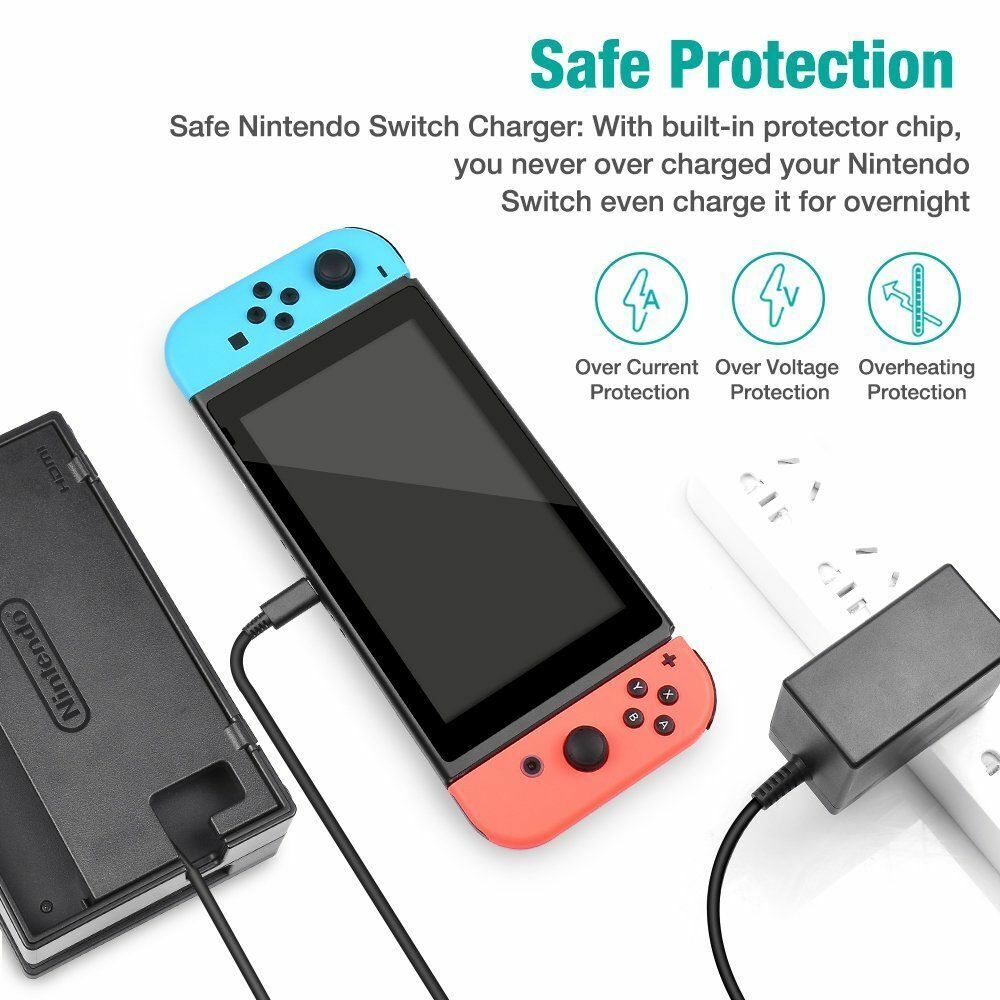 Für Nintendo Switch Netzteil AC Adapter Ladegerät für Zuhause und Reisen