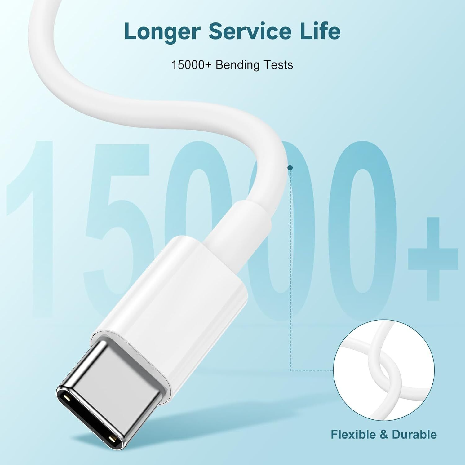 3 Pack 6FT USB-C to USB-C Cable Fast Charge Type C Charging Cord Rapid