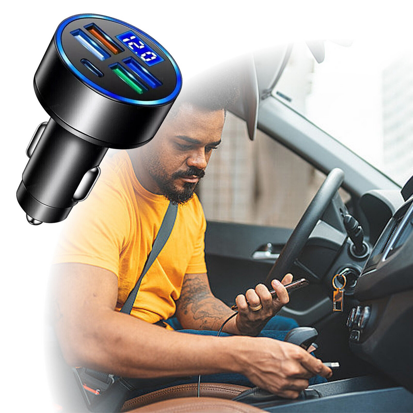 Adaptador de cargador de coche superrápido de 5 puertos USB para iPhone Samsung Android