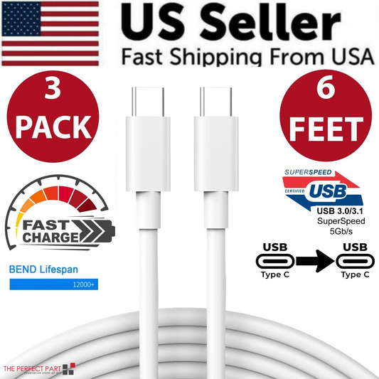3 Stück 1,8m USB-C auf USB-C Kabel, Schnellladekabel Typ C Ladekabel